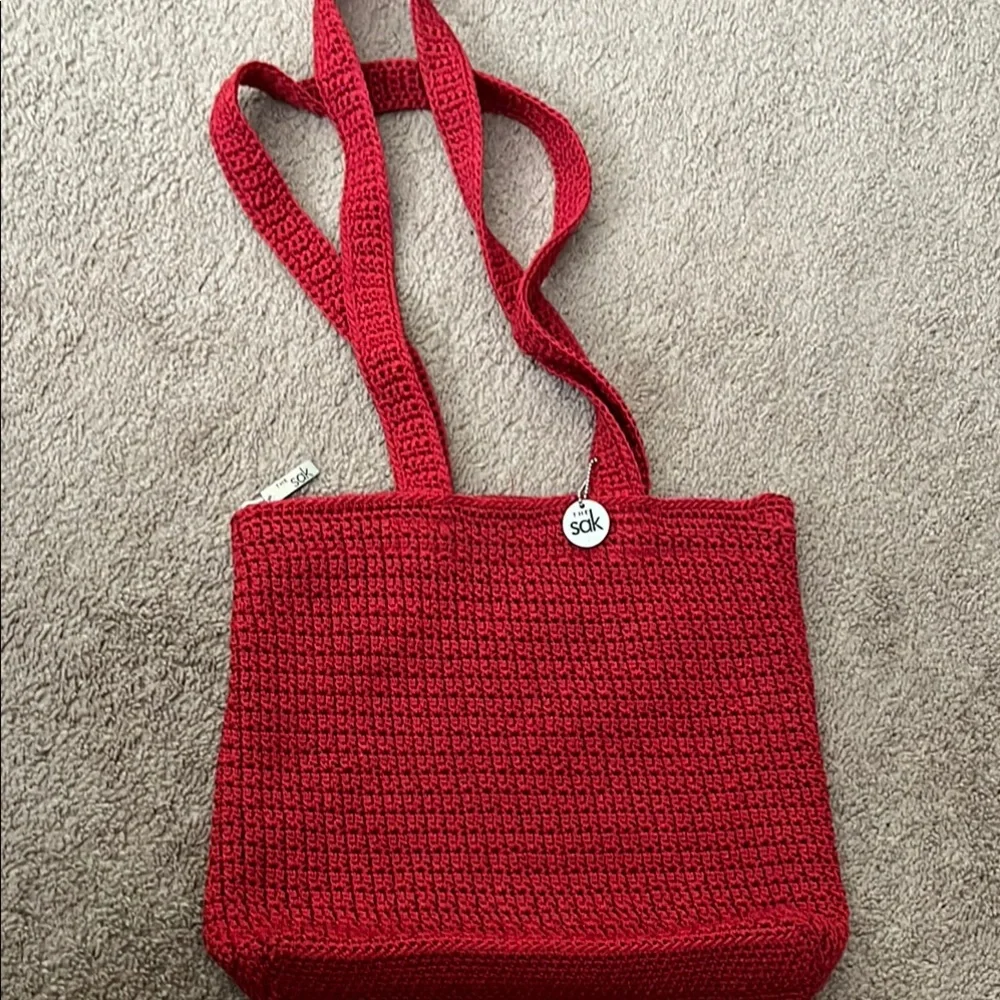 The Sak Red Crochet Tote Bag - Picture 1 of 9